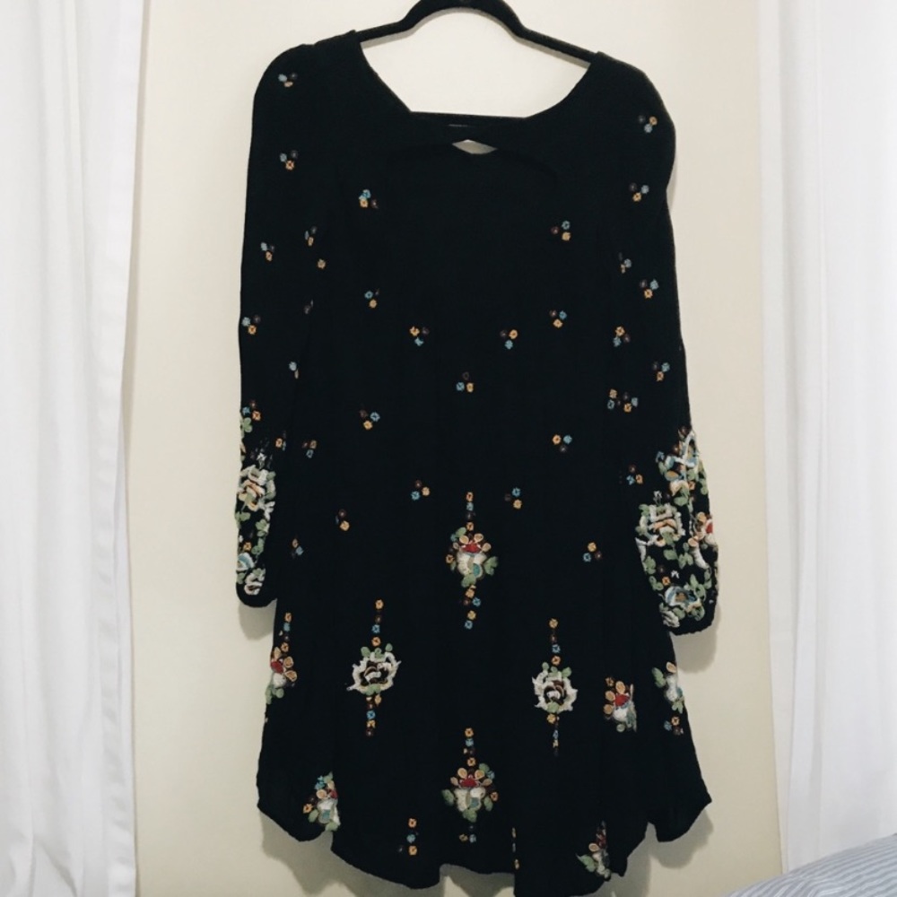 Free people oxford black embroidered dress